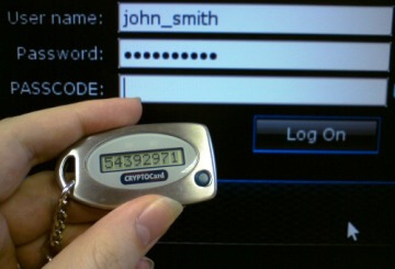 Bir hardware token örneği. Passcode, donanımda üretilen değerdir.